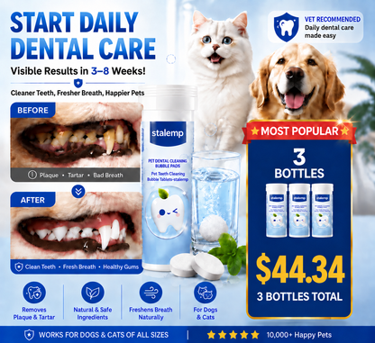 Stalemp pet dental tablets — 3 bottles $44.34