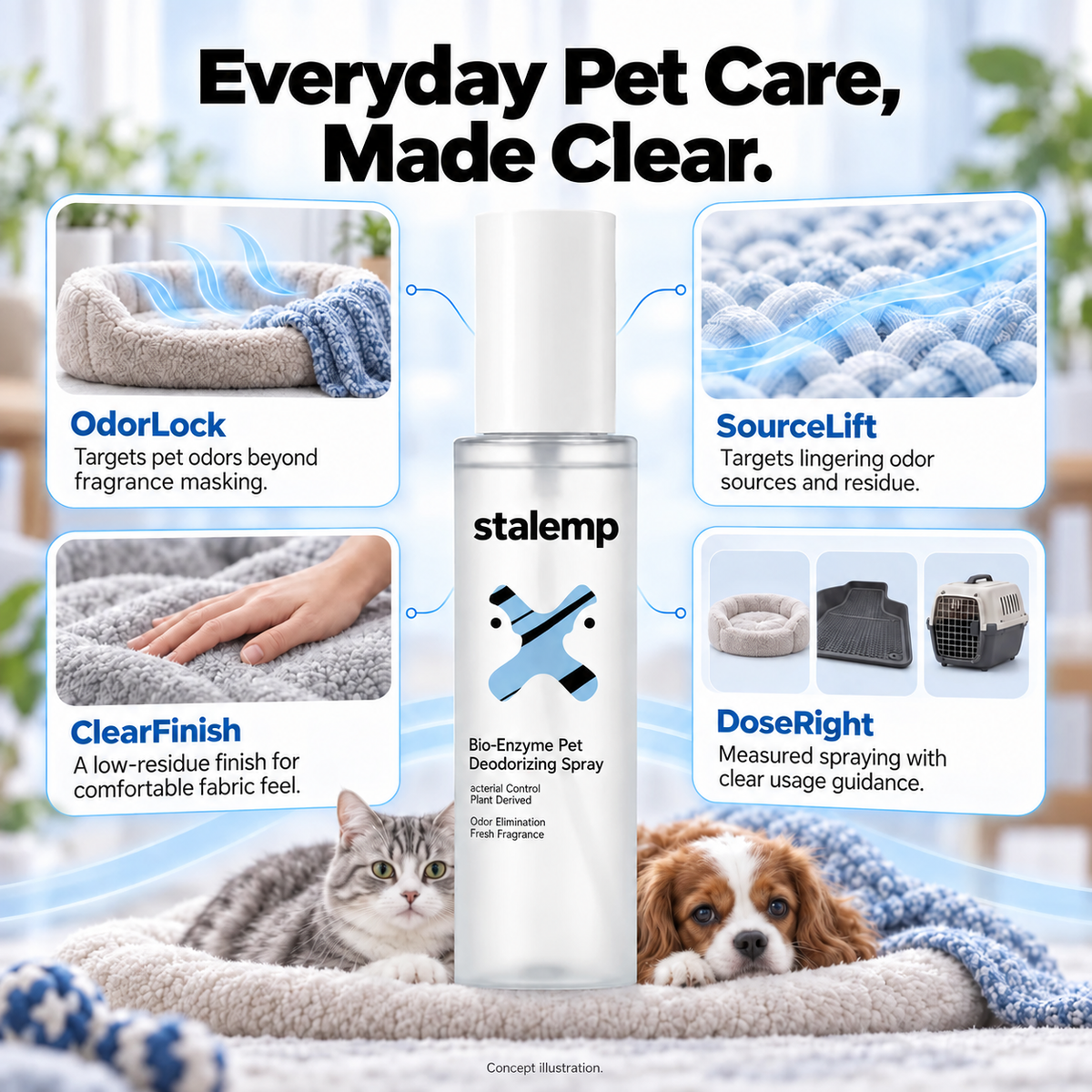 Stalemp everyday pet odor care spray features