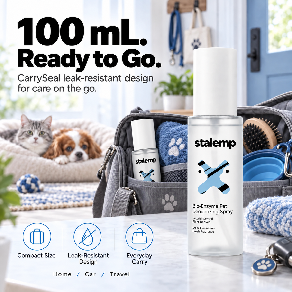 Stalemp 100 mL pet deodorizing spray ready to go
